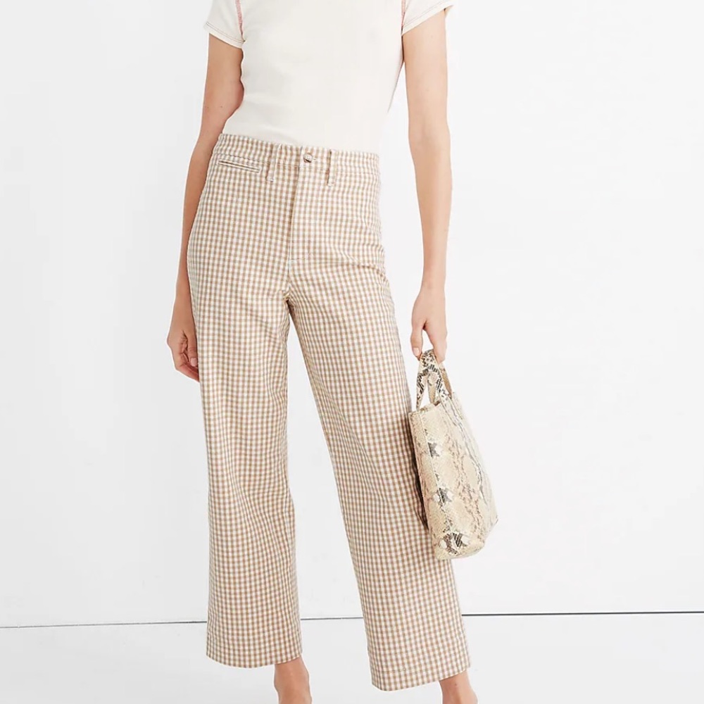 Madewell Slim Emmett Wide Leg Pants in Gingham